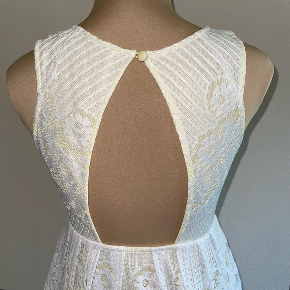 Free People Lace Rocco Mini Sundress White Yellow, Size 2 - Picture 6 of 10